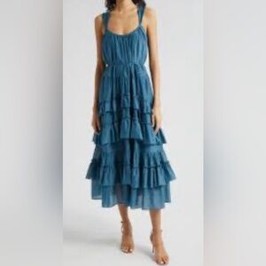 Cinq a Sept Kandra Ruffle Tiered Cotton & Silk Blend Dress Size 12